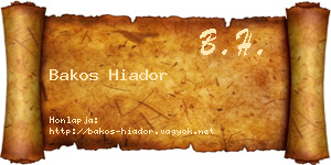 Bakos Hiador névjegykártya